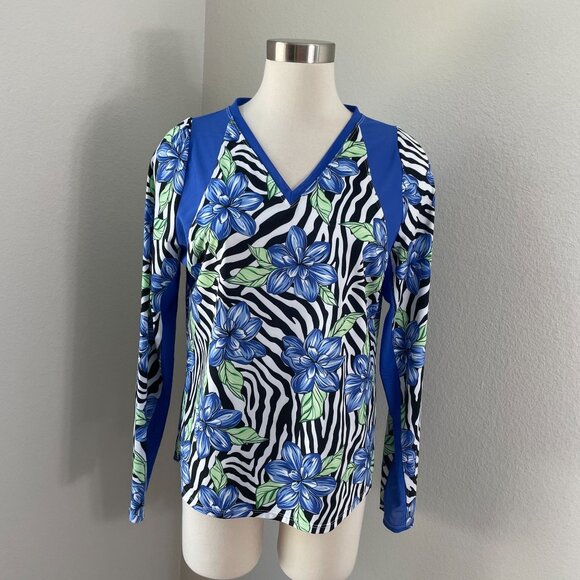 Tail Womens Large Activewear Sinatra Top Zebra Daylily Tennis Shirt Long Sleeve - Picture 3 of 11